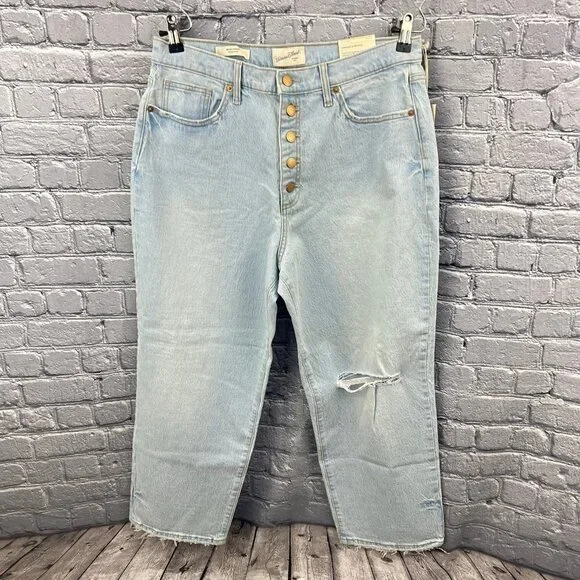 Universal Thread Vintage Straight Stretch Button Fly Jeans Size 14 Ankle Length - Picture 2 of 13